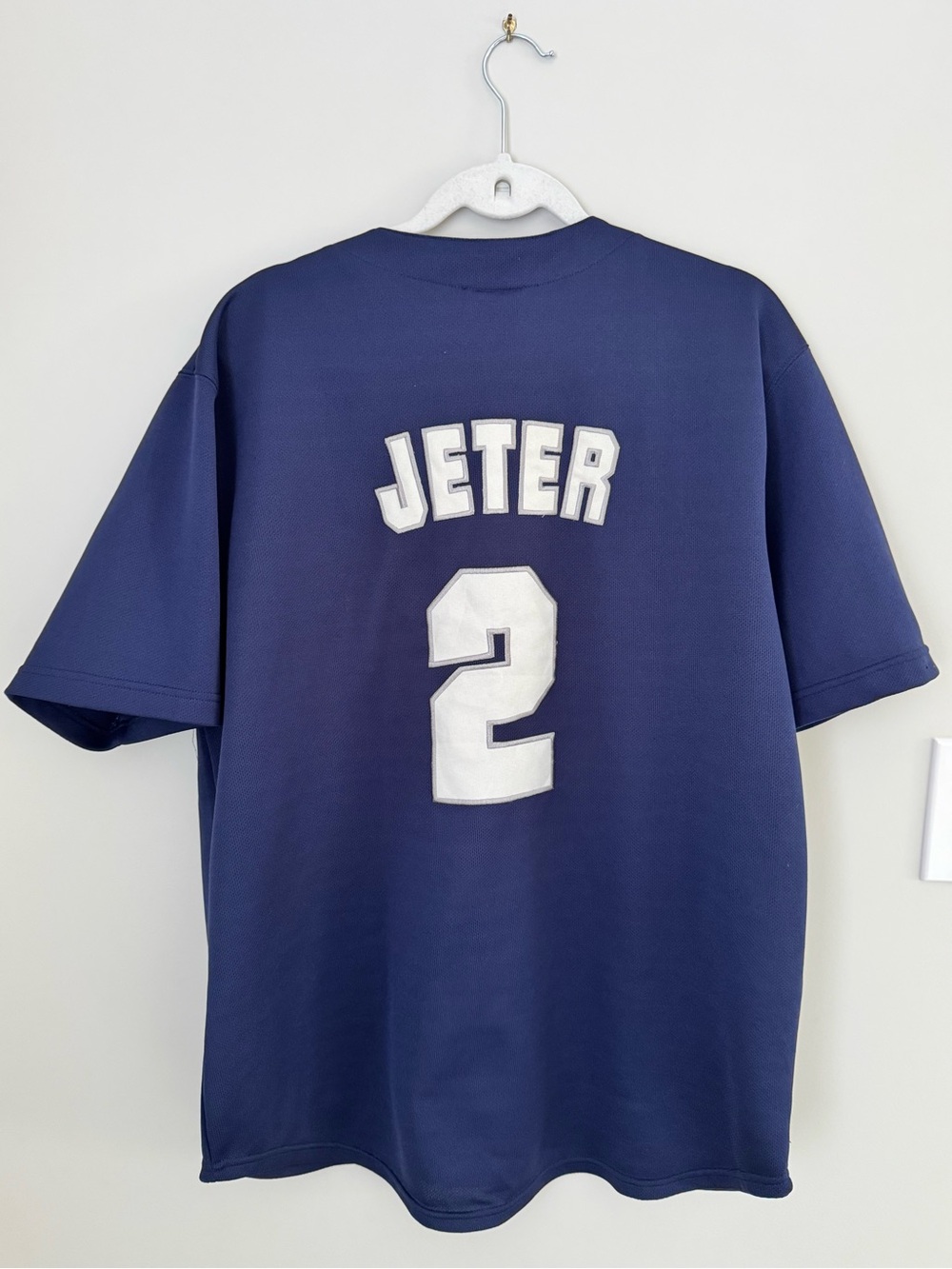 Vintage MLB New York Yankees Derek Jeter #2 True Fan Baseball Jersey L Navy - Picture 6 of 12